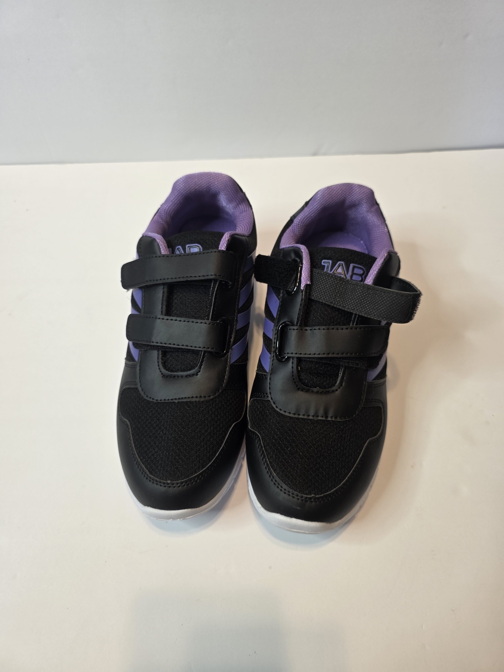 Amazon Kids Black and Purple Hook-and-Loop Sneakers